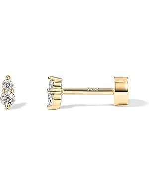 PAVOI 14K Gold Plated Solid 925 Sterling Silver Post Cubic Zirconia Flat Back Earrings for Women ... | Amazon (US)