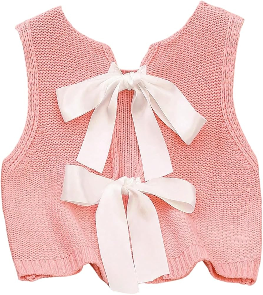 GORGLITTER Women's Bow Crop Tank Tops Cute Summer Vacation Going Out Outfits Tie Backless Sleevel... | Amazon (US)