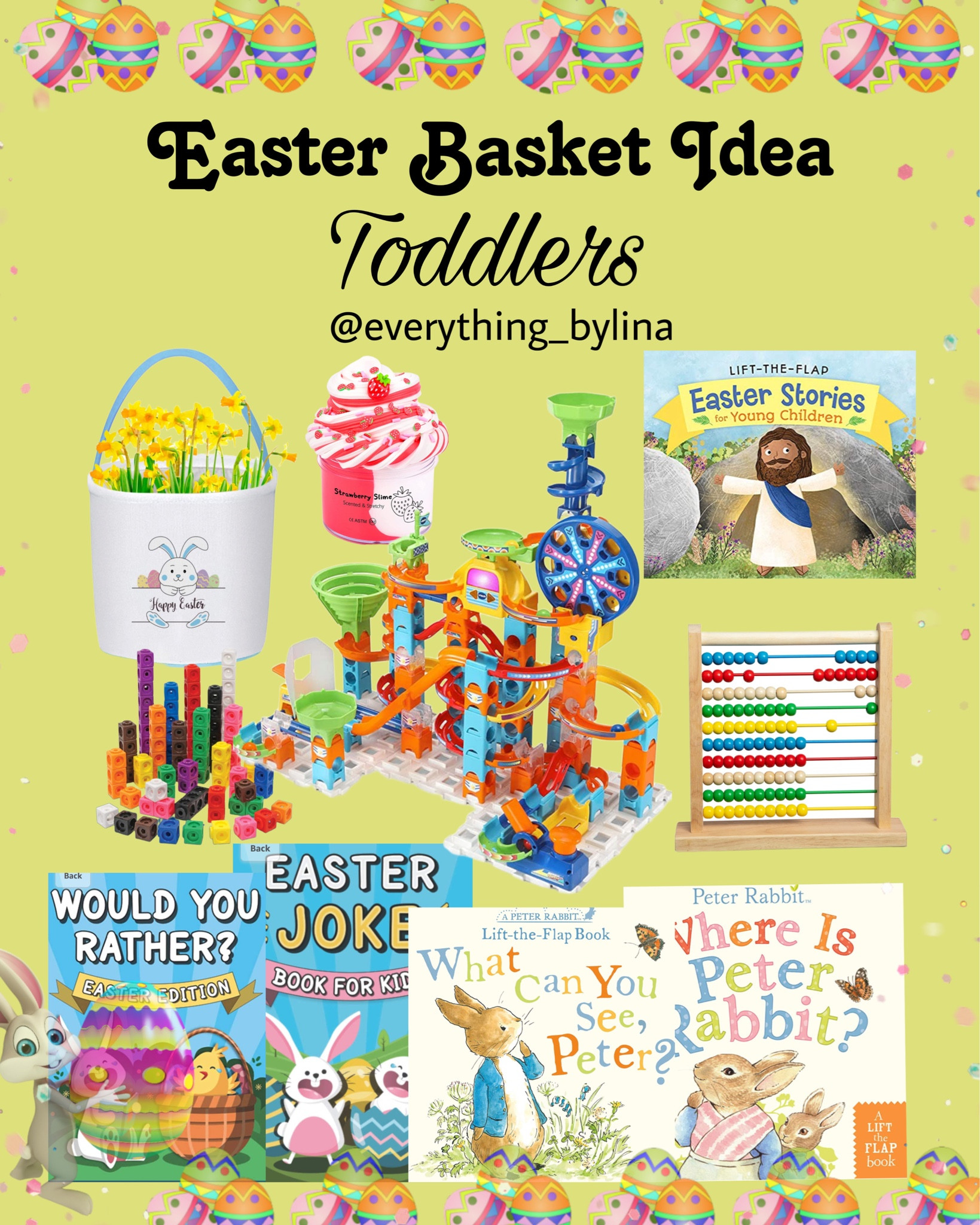 Easter basket idea for toddler 



#easter #toddler #easterbasket #easterbasketfoetoddler #toddleractivity

#LTKSeasonal #LTKGiftGuide #LTKkids