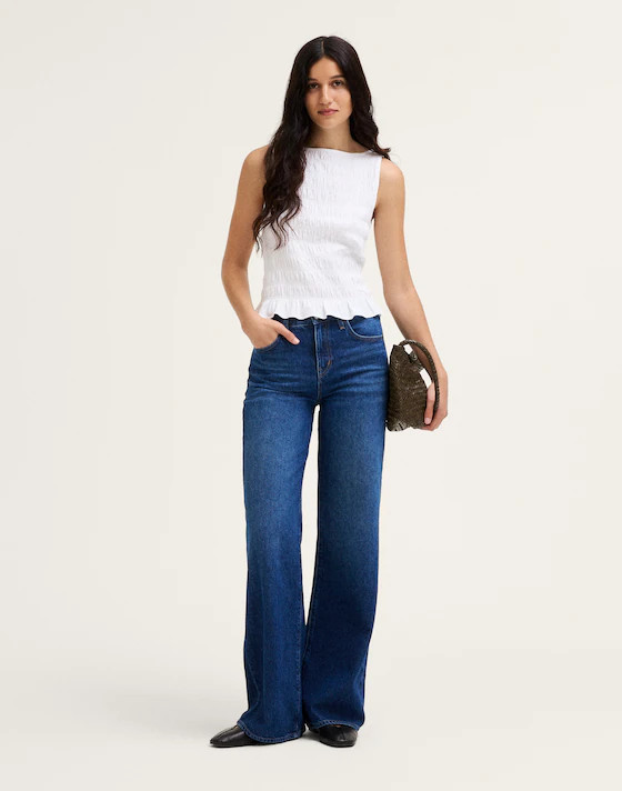 Smocked Boatneck Sleeveless Top | Madewell