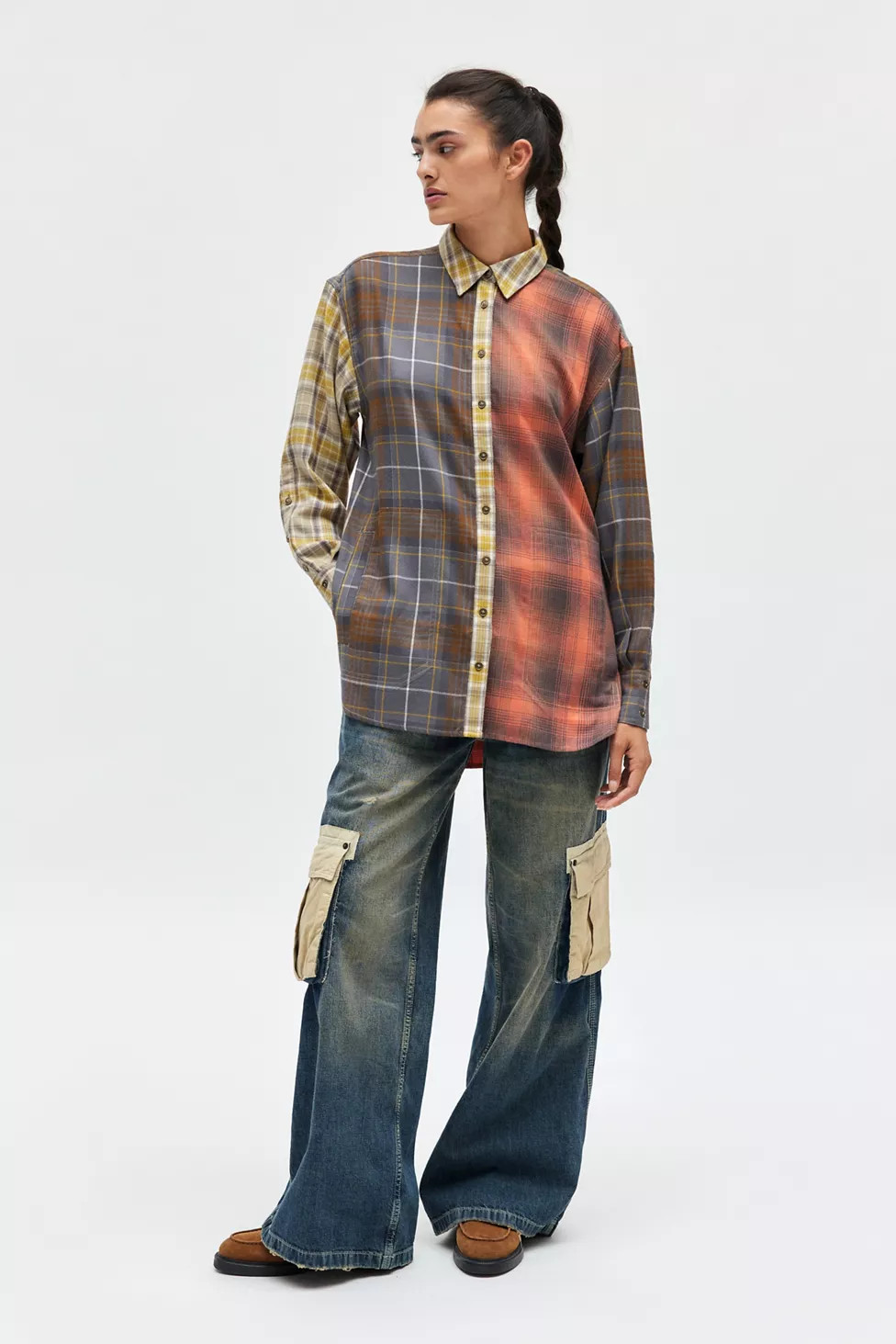 BDG Rick Spliced Boyfriend Flannel Shirt | Urban Outfitters (US and RoW)