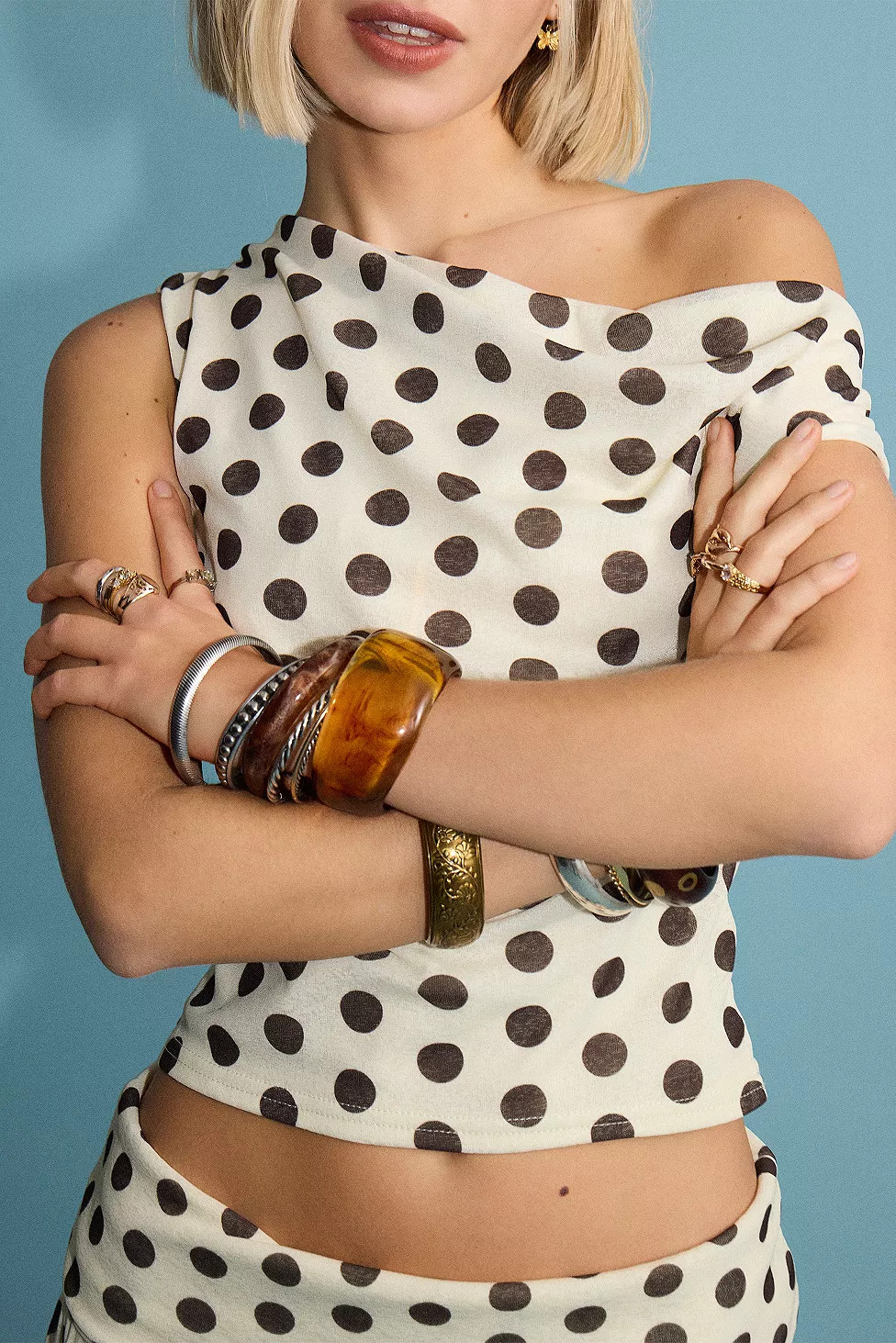 Silence + Noise Fia Spot Mesh Top | Urban Outfitters UK