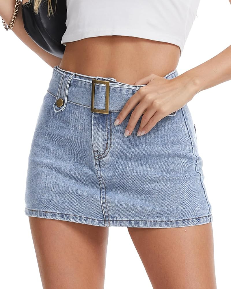 Women\u2019s Mini Denim Skirt Y2K Low Waisted Sexy Skort Summer 2026 Short Jean Skirts for Women ... | Amazon (US)