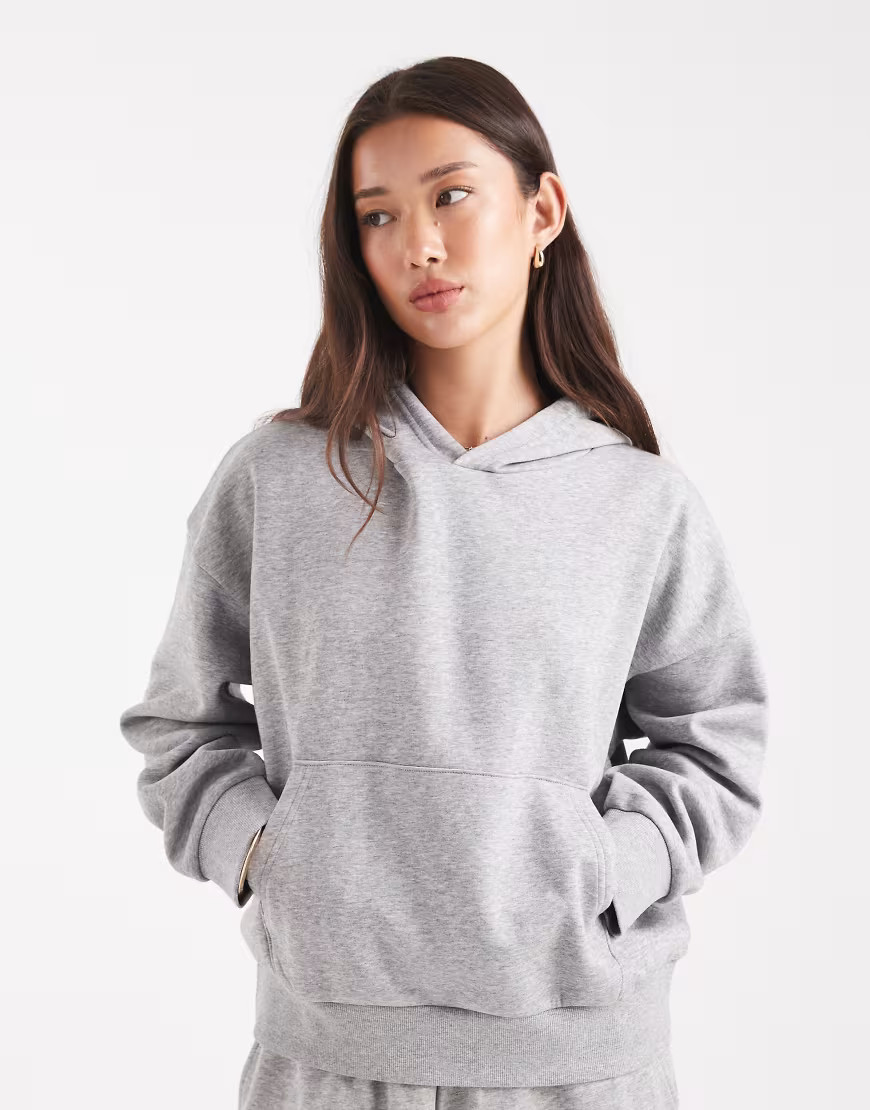 ASOS DESIGN oversized brushback hoodie in grey marl | ASOS (Global)