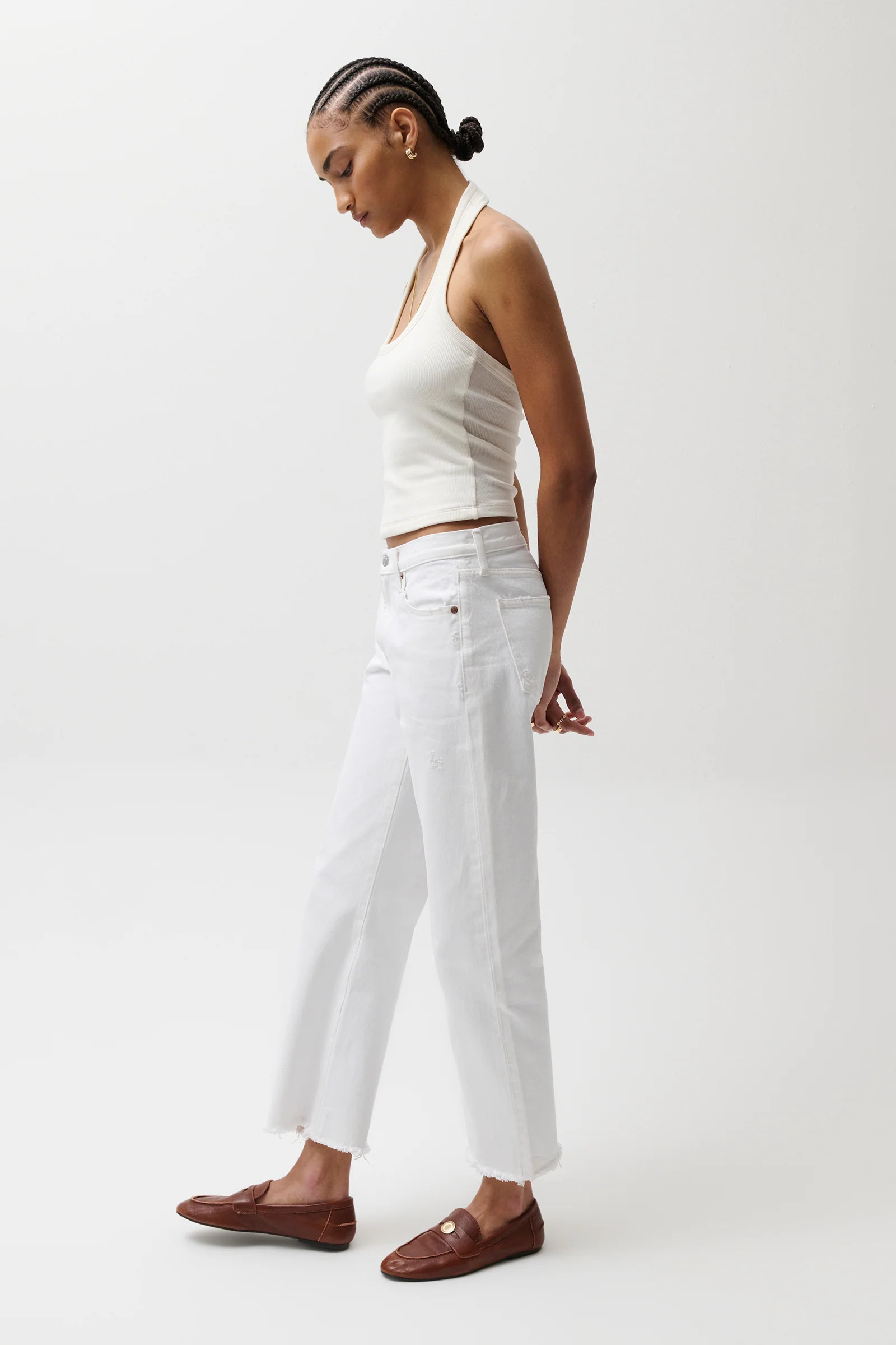 Lexi Mid Rise Bowed Straight Jean - Luxe White Vintage | Pistola Denim
