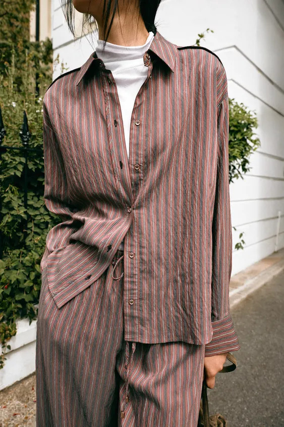 STRIPED FLOWY SHIRT | Zara US