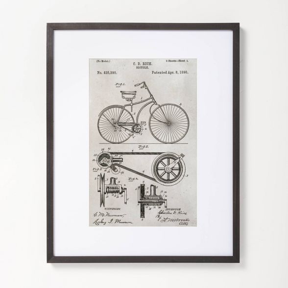 16" x 20" Bicycle Drawing Framed Wall Art - Hearth & Hand™ with Magnolia | Target