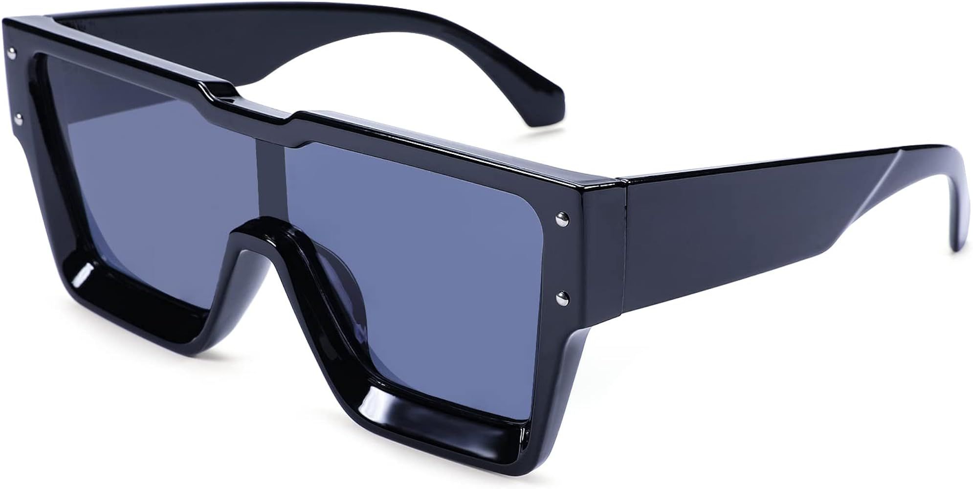 NULOOQ Retro Millionaire Sunglasses for Women Men Vintage Fashion Flat Top Thick Frame Square Sun... | Amazon (US)