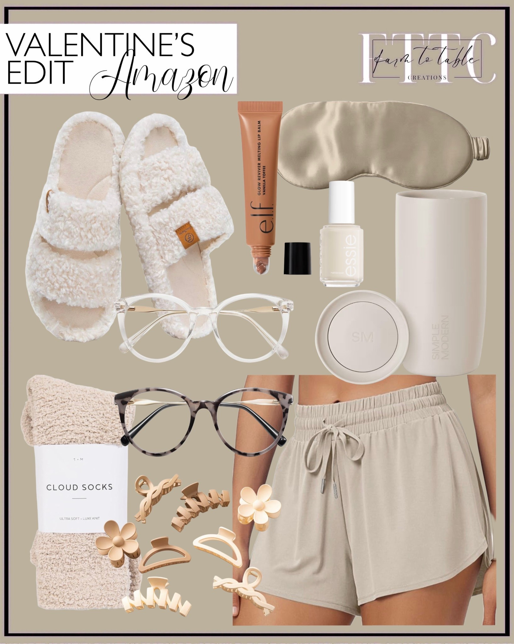 Amazon Valentine’s Edit | Cozy Neutral Finds for Everyday Living

Follow @farmtotablecreations on Instagram for daily home & lifestyle inspiration 🤍

This Valentine’s Edit is all about soft neutrals, cozy textures, and everyday little luxuries you’ll actually use. From cloud-soft slippers and socks to neutral lounge shorts, chic blue-light glasses, and simple beauty essentials, these Amazon finds make the sweetest gift ideas for yourself or someone you love. Easy, comfortable pieces that feel elevated without being overdone — perfect for staying in, slow mornings, or winding down at night.

#amazonfinds #valentinesedit #cozyfinds #neutralstyle #loungewear #cozyathome #selfcarefavorites #giftideas #everydaystyle #amazonfavorites

#LTKselfcare #LTKSaleAlert #LTKBeauty