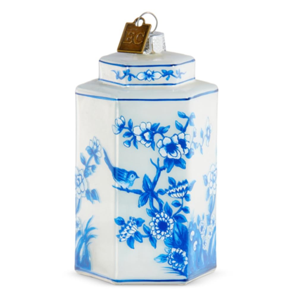 Raz 3.5" Blue Delft Ginger Jar Glass Christmas Ornament 3953036 | Amazon (US)