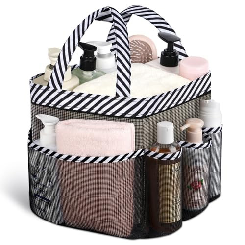 Attmu Mesh Shower Caddy Portable for College Dorm Room Camping Essentials, Shower Caddy Dorm with 9-Pockets, Large Capacity Hanging Basket Bathroom Bag for Toiletry, Swimming, Gym, Camp, Beach | Amazon (US)
