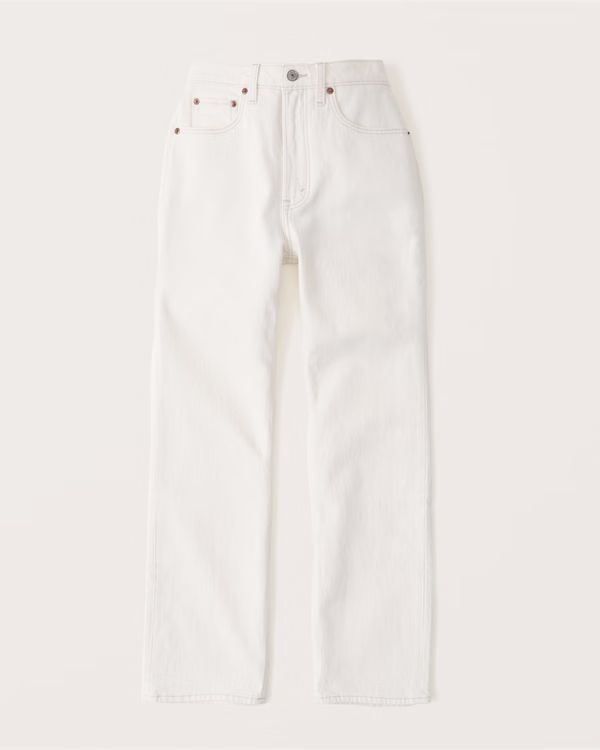 Women's Curve Love Ultra High Rise Ankle Straight Jean | Women's Bottoms | Abercrombie.com | Abercrombie & Fitch (US)