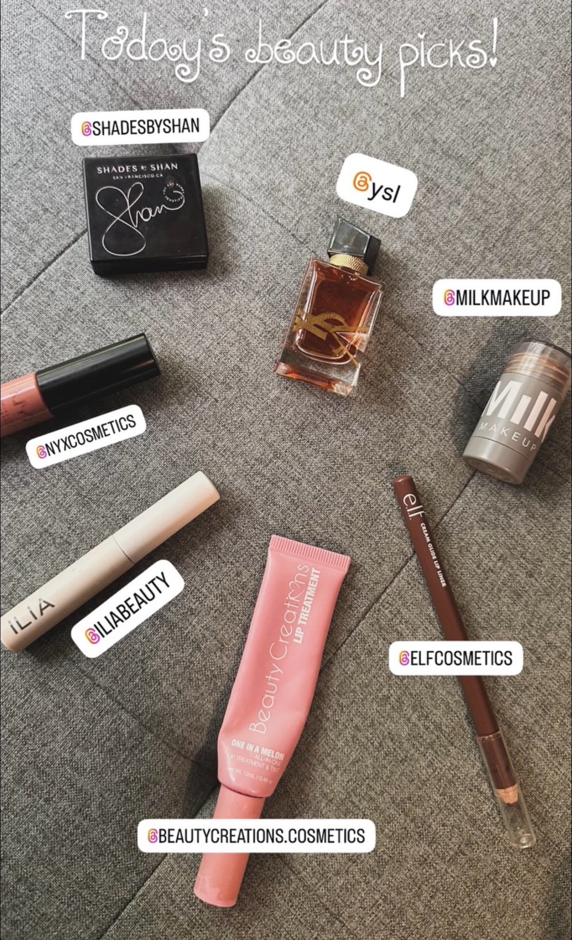 What’s in my bag & on my face today! No full face beat just a few of my beauty faves for a glowing summer look in the hot 90 degree day 💄🥵☀️

*Eyeshadow & Lip unavailable on LTK*

#ysl #shadesbyshan #milkmakeup #elf #nyx #beautycreations #ilia #beauty #inmybag #summer

#LTKgrwm #LTKBeauty #LTKdayinmylife