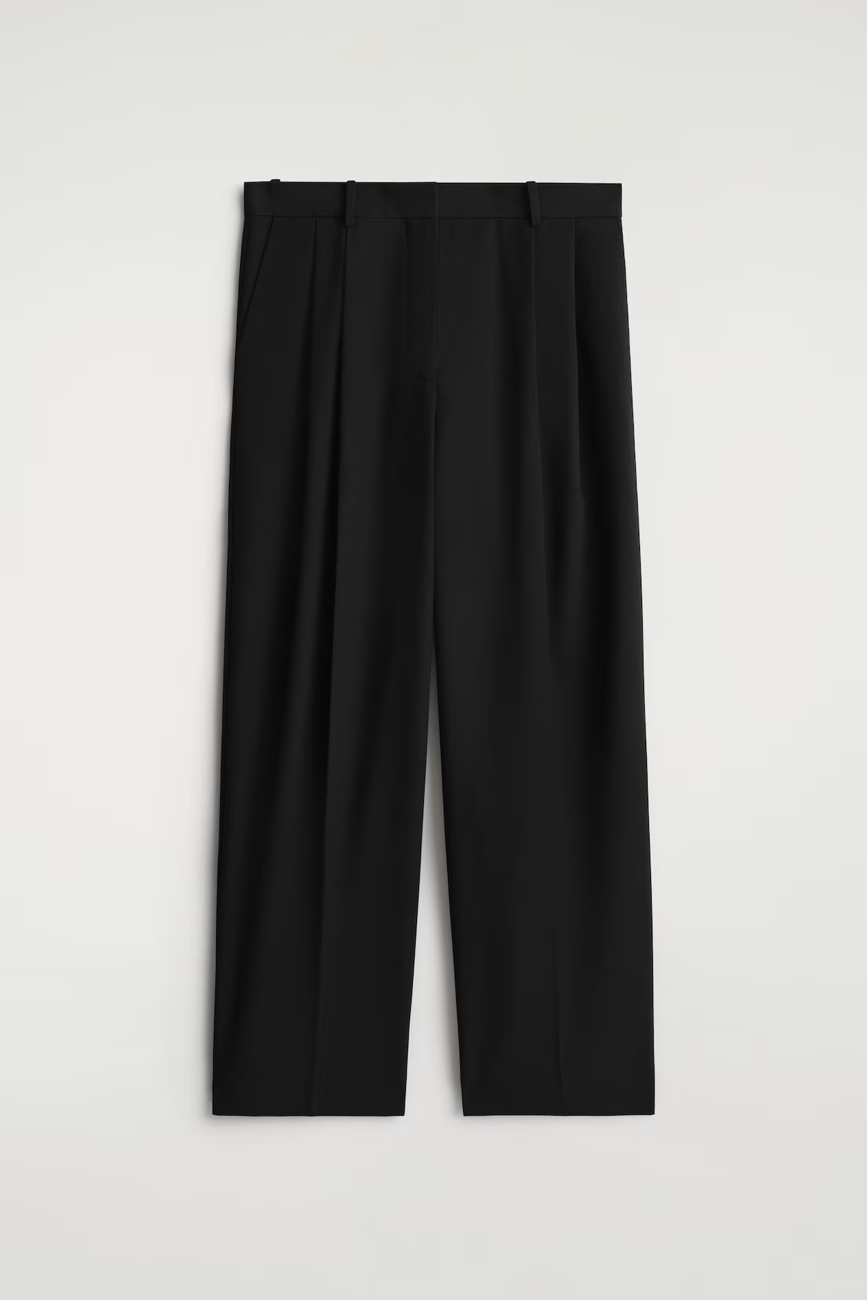 RELAXED TWILL WIDE-LEG TROUSERS - BLACK | COS GB | COS UK