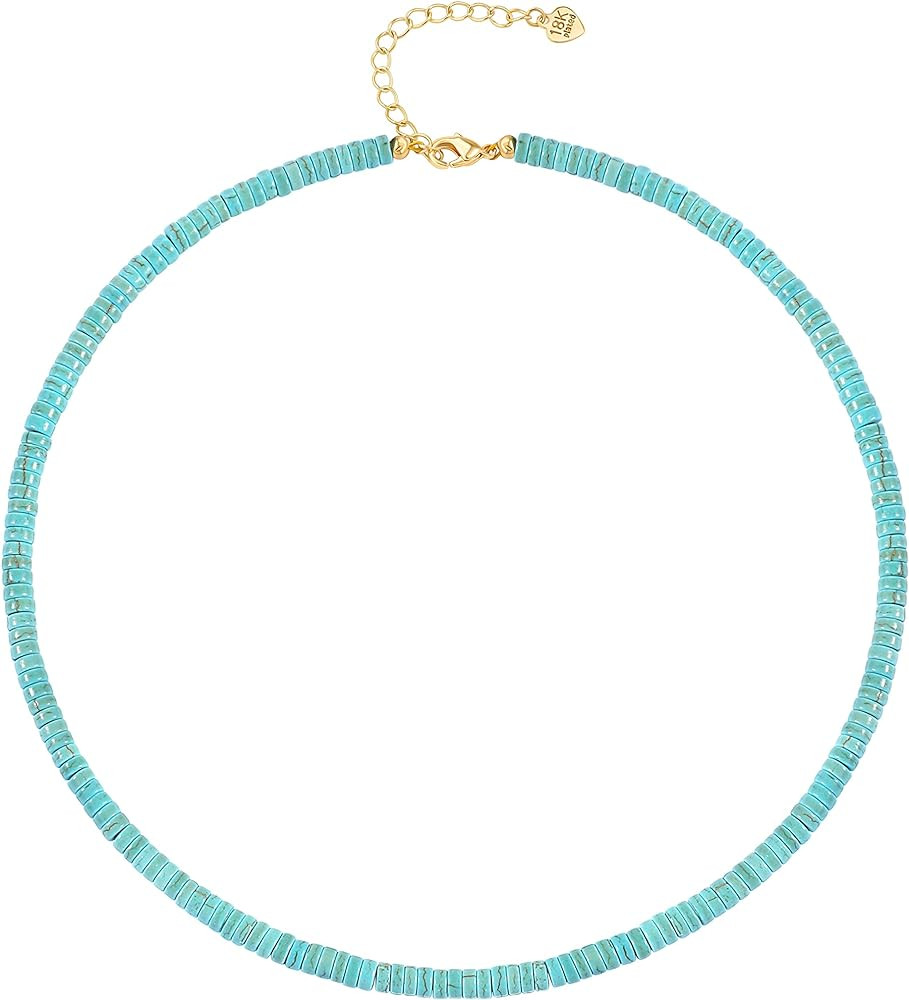 CANEVINKA Bohemian Beaded Choker Necklace 18K Gold Plated Bead Pendant Necklace Vintage Handmade ... | Amazon (US)