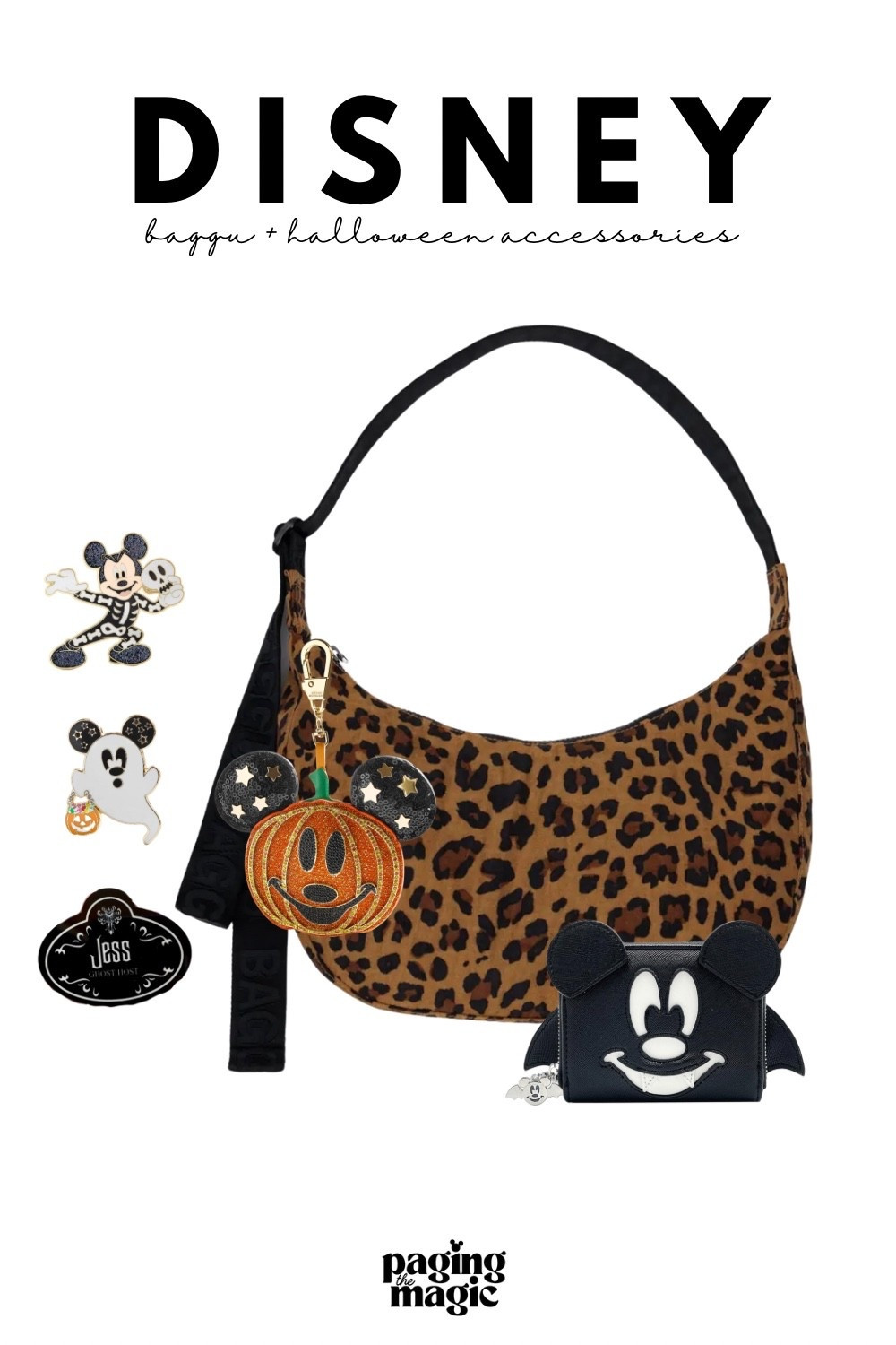 Baggu leopard medium crescent bag with Disney halloween accessories 🎃👻✨ #disney #disneyhalloween #baggu 

#LTKFindsUnder50 #LTKStyleTip #LTKTravel