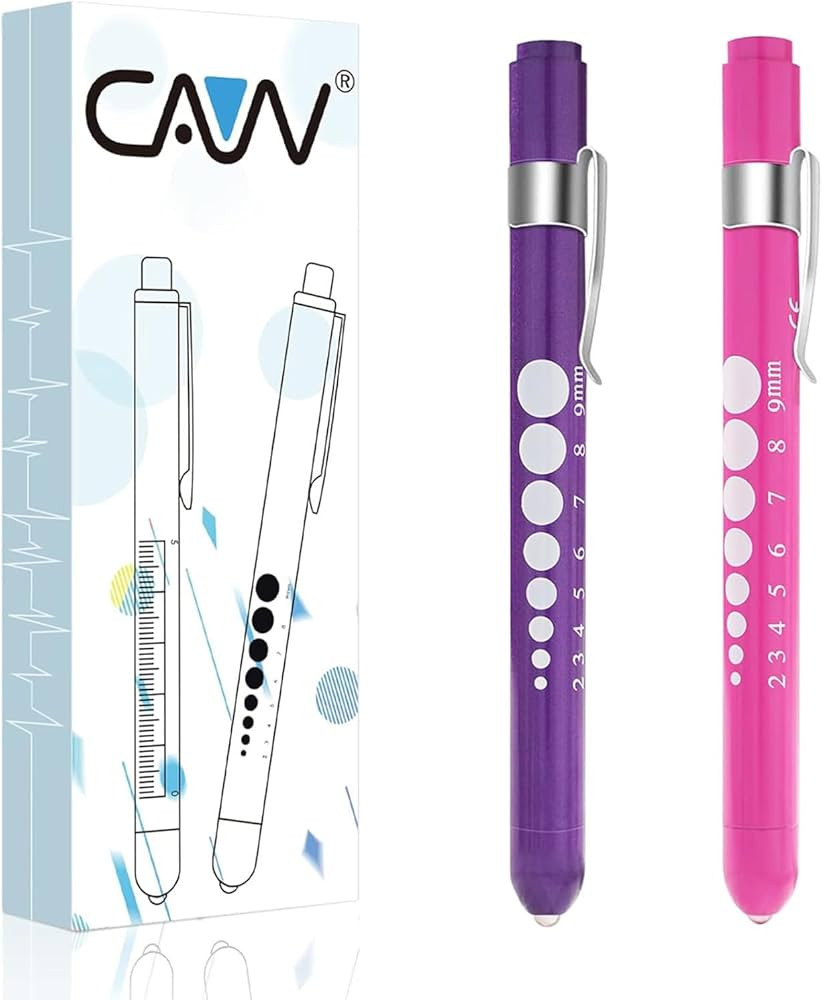 CAVN Pen Light with Pupil Gauge LED Penlight for Nurses Doctors, 2 Pcs Reusable Medical Penlight ... | Amazon (US)