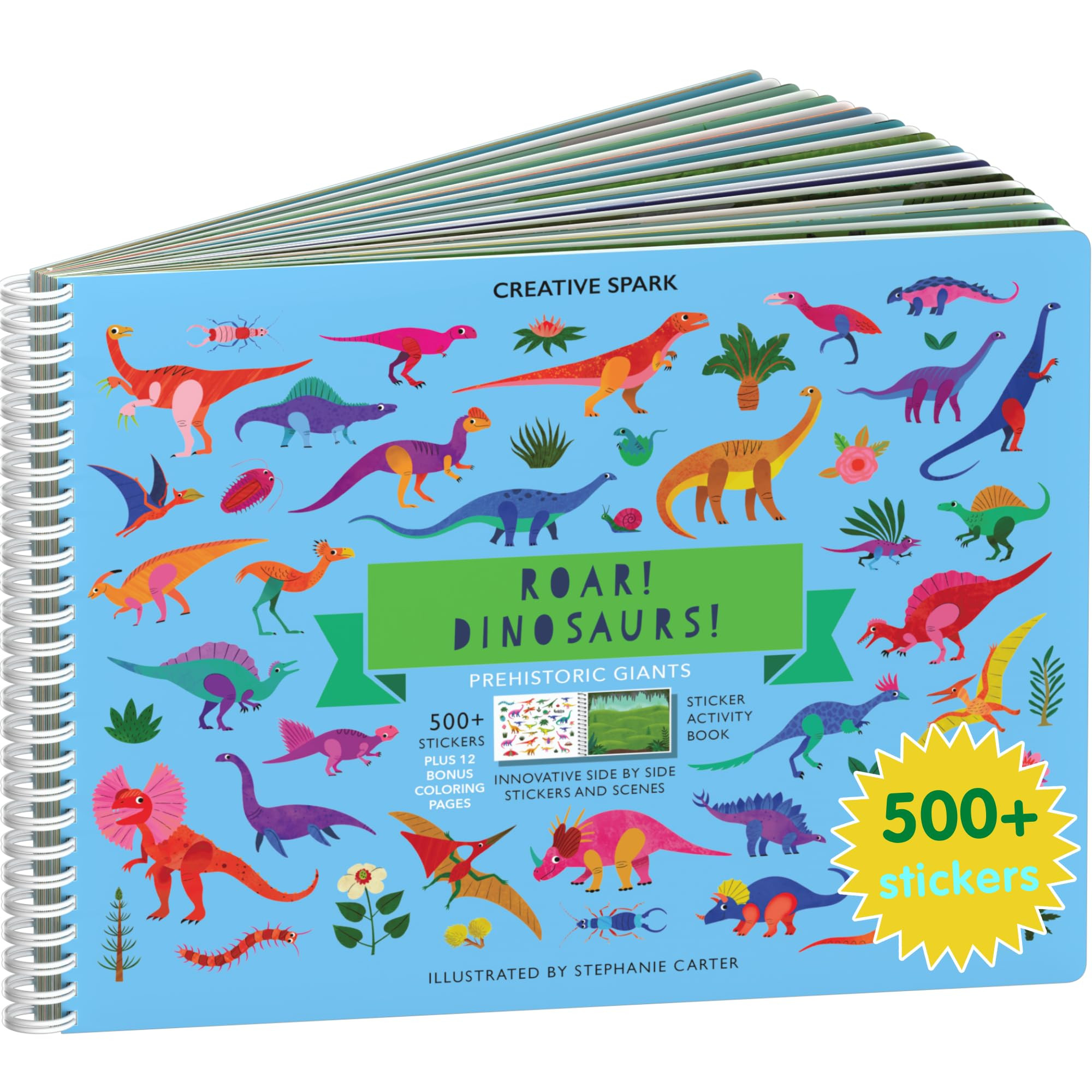 Cupkin Dinosaur Sticker Book Activity for Kids, Toddler Airplane Travel Essentials, 500+ Dino Sti... | Amazon (US)