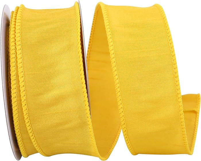 Reliant Ribbon 92975W-362-09F Dupioni Supreme Wired Edge Ribbon, 1-1/2 Inch X 10 Yards, Golden Ye... | Amazon (US)