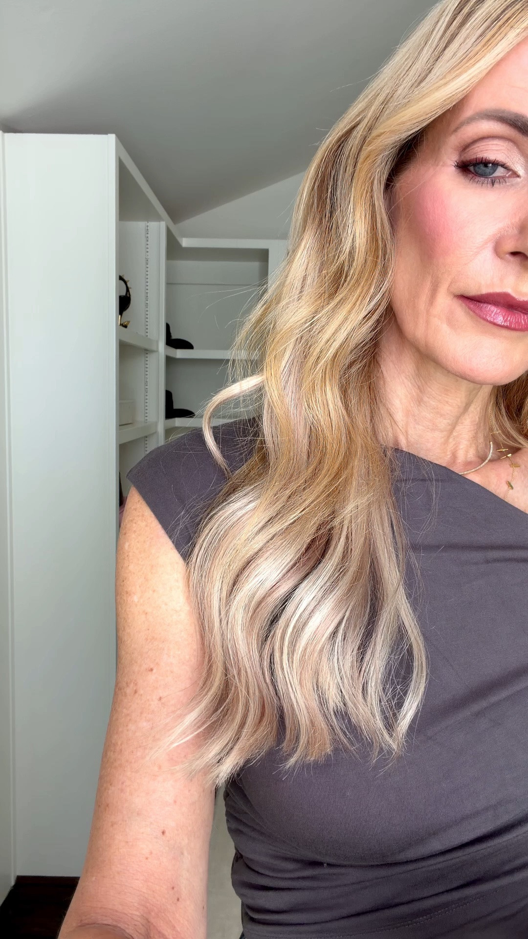 Date night Ready in the perfect Going Out top!I love this soft charcoal one-shoulder top from Revolve—the gathered detail makes it so cute. I paired it with Veronica Beard’s dark-rinse bootcut jeans. They sit right at my belly button, and the flattering cut gives you legs for days. I’m wearing an XS in the top and a size 24 in the jeans. #DateNightOutfit #OneShoulderTop #BootcutJeans #VeronicaBeard #DarkWashDenim #FallFashion #WomenOver40Style #LTKootd #LTKOver40 

 