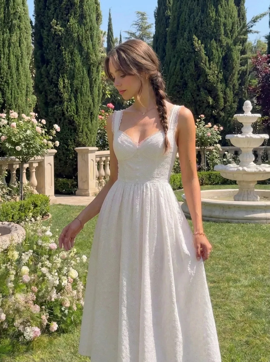 Wedding Wedding Guest Dress wedding guest wedding rush outfits Woven Cotton V-neck Broderie Angla... | Cider