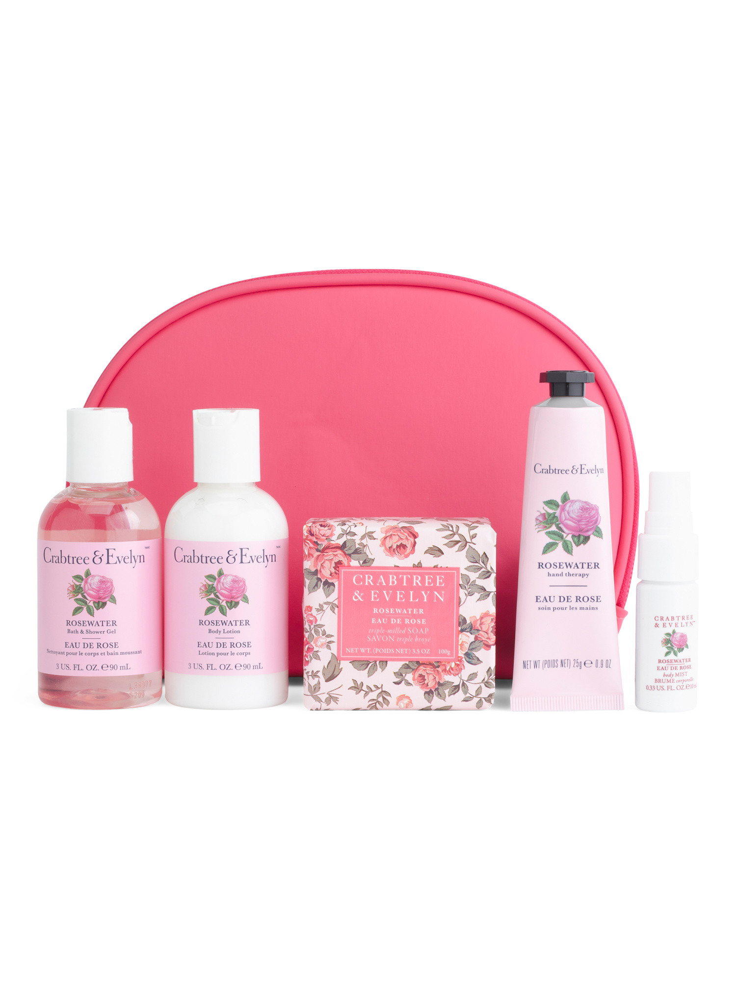 5pc Rosewater Bath And Body Travel Set | TJ Maxx
