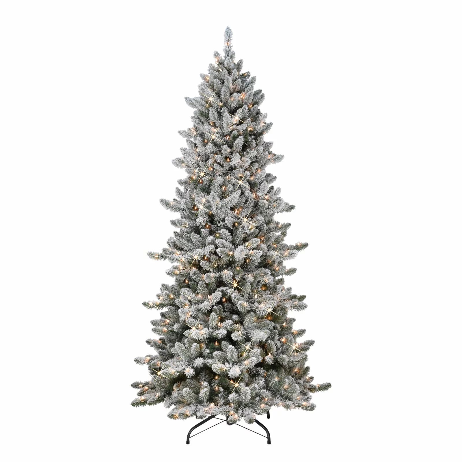 Puleo International 7.5 ft. Royal Majestic Spruce Flocked Slim Pre-Lit Christmas Tree - Walmart.c... | Walmart (US)