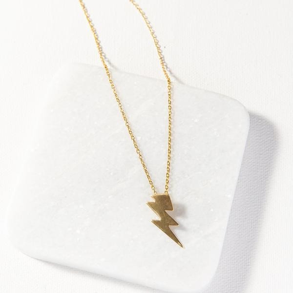 Brass Small Thunderbolt Necklace | INK+ALLOY
