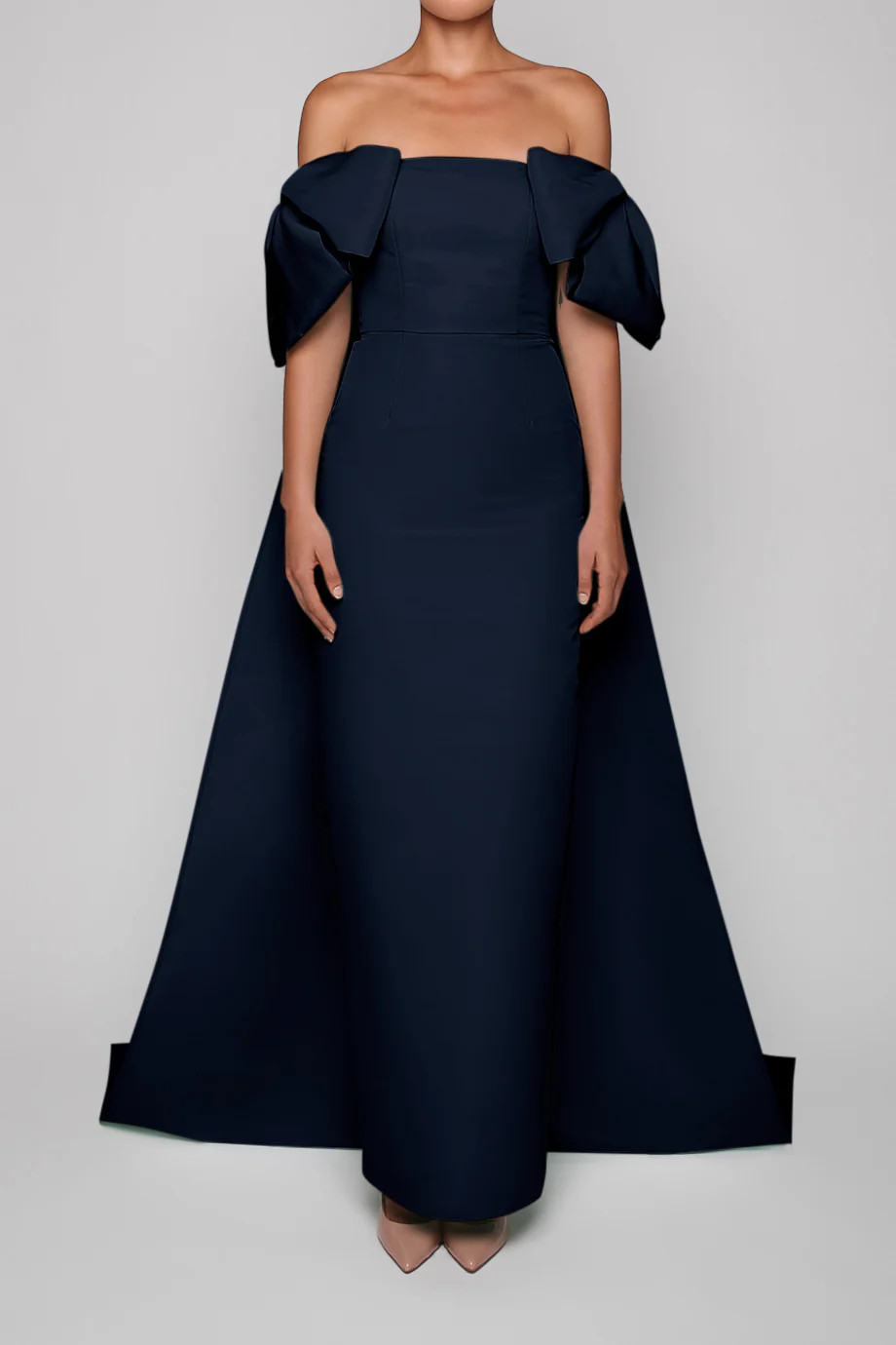 Josephine Silk Faille Column Gown with Detachable Cape | ALEXIA MARIA LLC