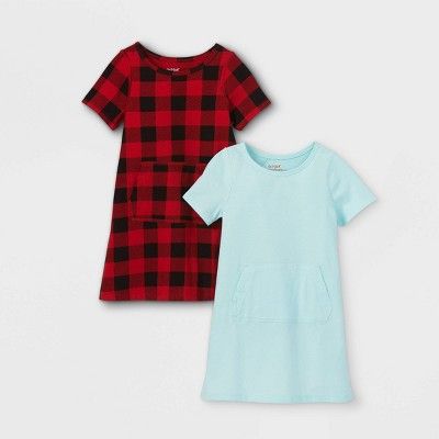 Toddler Girls' 2pk Adaptive Abdominal Access Knit Short Sleeve Dress - Cat & Jack™ Red/Mint | Target