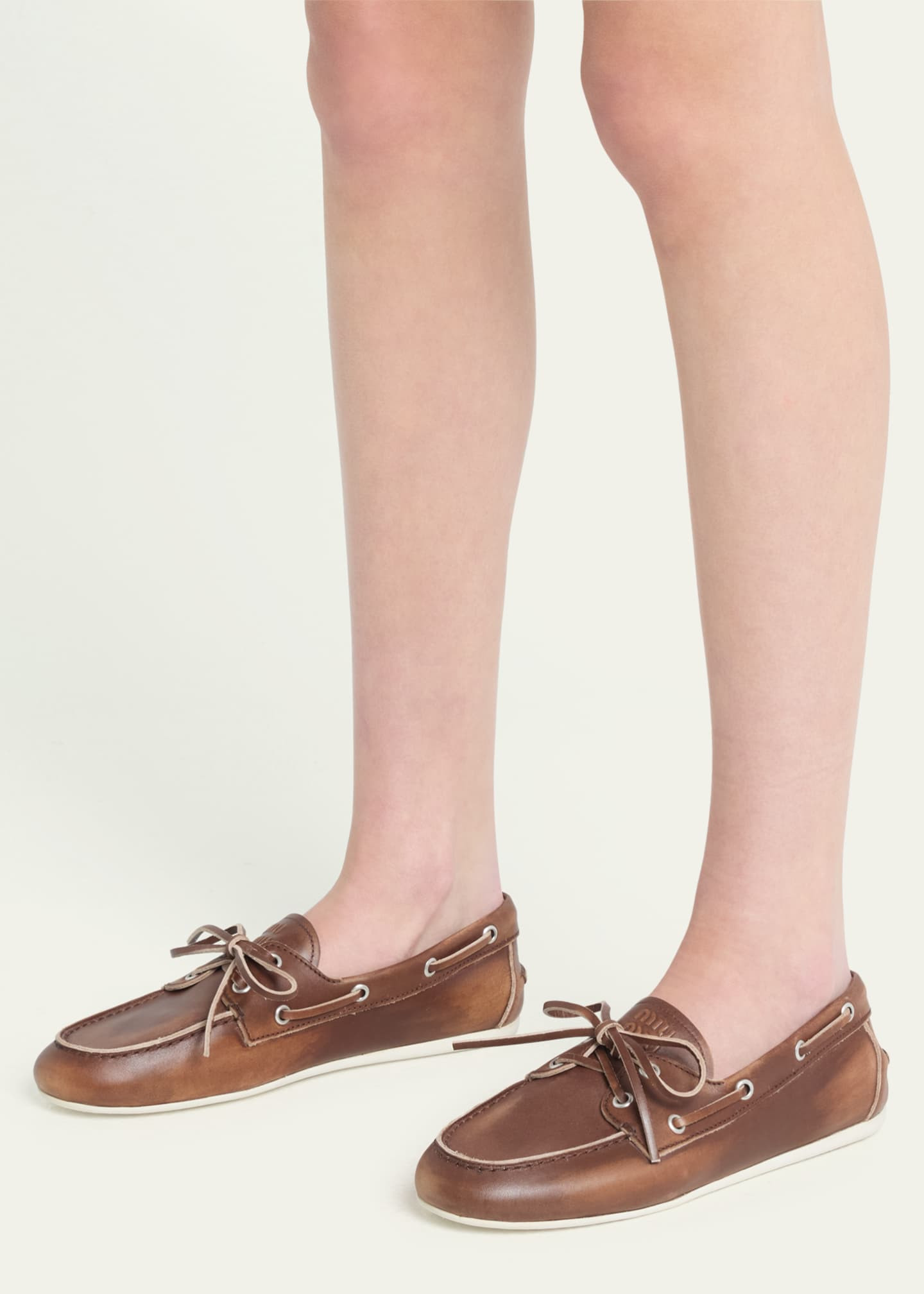 Miu Miu Leather Lace-Up Moccasins | Bergdorf Goodman