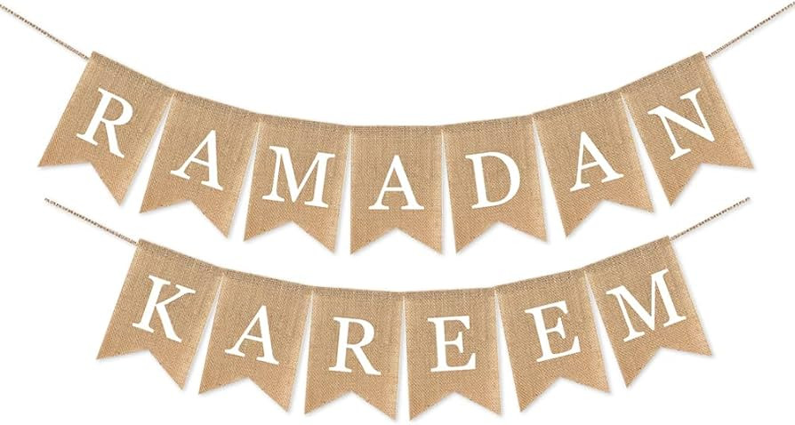 Burlap Ramadan Kareem Banner Muslim Fireplace Mantel Decoration Rustic Ramadan Kareem Bunting Ban... | Amazon (US)
