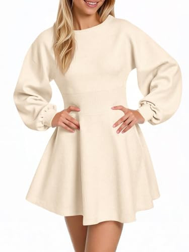 Cicy Bell Womens Puff Long Sleeve Sweater Dresses Casual Trendy A-Line Short Mini Dress Fall High... | Amazon (US)