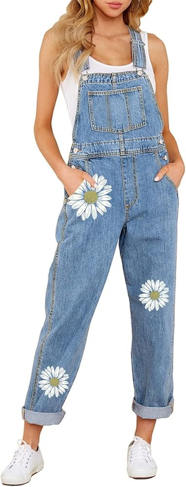 luvamia Women's Casual Stretch Adjustable Denim Bib Overalls Jeans Pants Jumpsuits | Amazon (US)