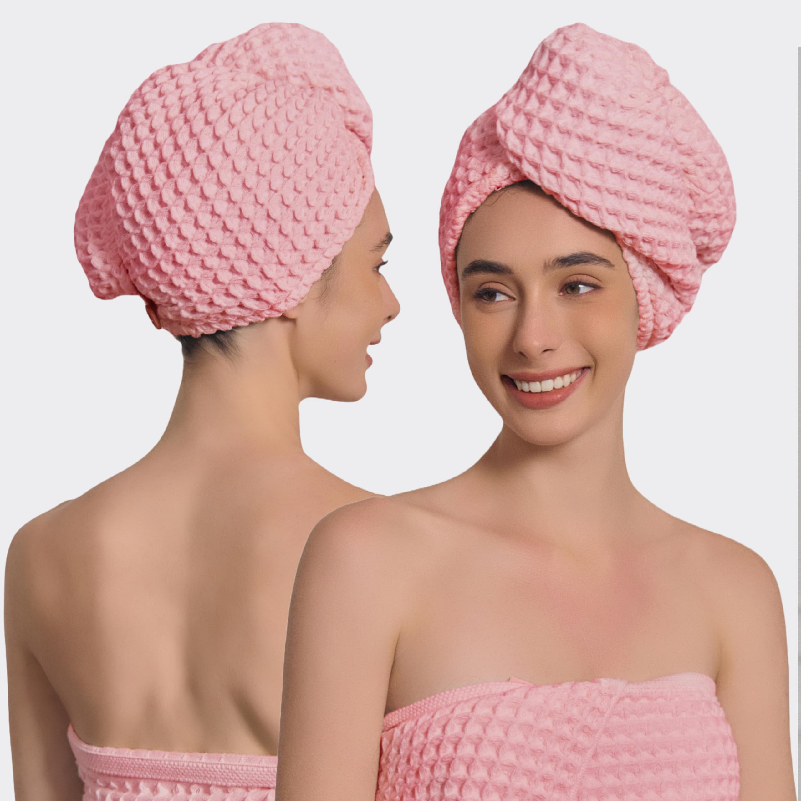 Hair Towel | 100% Japanese Cotton Hair-Drying Waffle Hair Wrap Turban for Women, Ultra-Absorbent,... | Amazon (US)