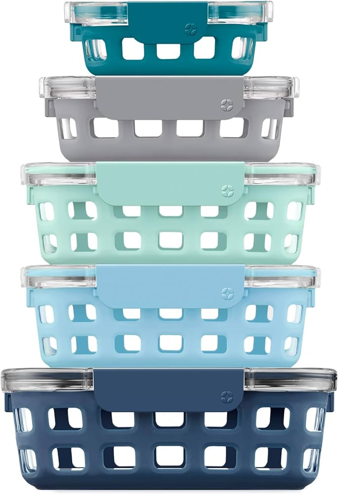 Ello Duraglass Mixed Meal Prep Sets Leak-Proof Glass Food Storage Containers with Silicone Sleeve... | Amazon (US)