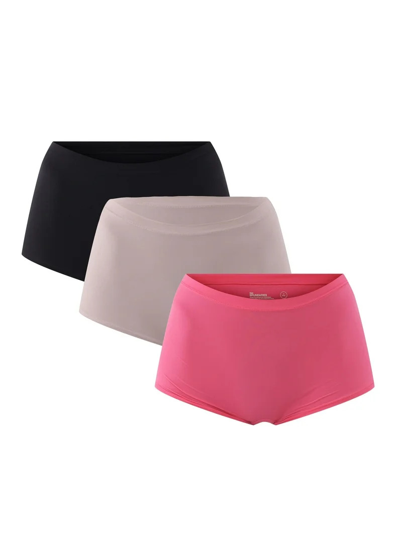 No Boundaries Women's Fit Stretch Boyshort Panties 3-Pack, Sizes XS-3XL | Walmart (US)