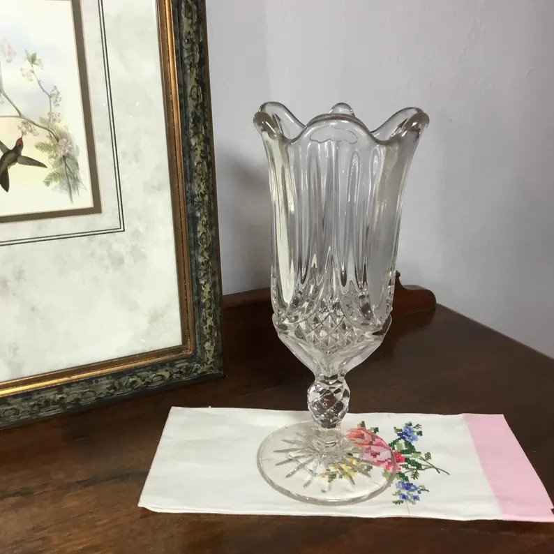 EAPG Flint Glass Tulip ands Sawtooth Celery Glass VASE  Pressed glass 10 inches tall 19th century | Etsy (Global)