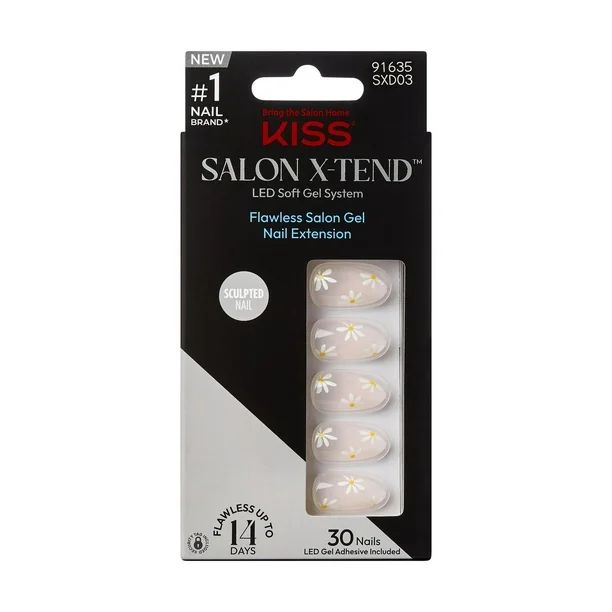 KISS Salon X-tend LED Soft Gel System Decorated Nails, Red Flags, Medium Almond, 34 count, X-tend... | Walmart (CA)