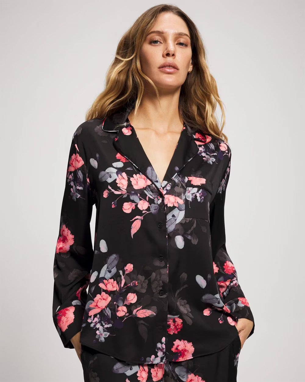 Long Sleeve Notch Collar Pajama Top | Soma | SOMA