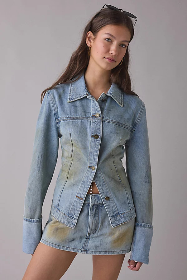 Lioness The Bronx Denim Jacket in Stone Blue, Women's at Urban Outfitters | Urban Outfitters (US and RoW)