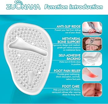 ZUCNANA Ball of Foot Cushions (2 Pairs Gel Shoe Inserts), Heel Inserts for Women, Non Slip Heel P... | Amazon (US)