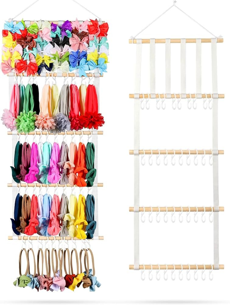 AILIKESE 5 Rows Hair Bow Organizer Bow Holder for Girls Hair Bows Hanging Baby Headband Holder Wo... | Amazon (US)