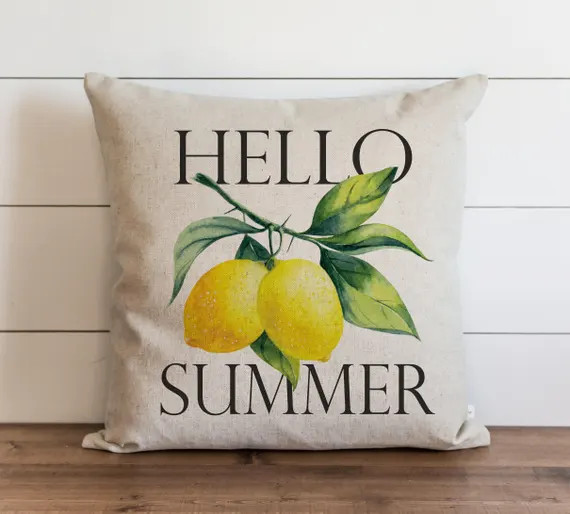 Hello Summer_Lemons 20 x 20 Pillow Cover // Everyday // Tropical // Fruit // Gift // Accent Pillow | Etsy (US)