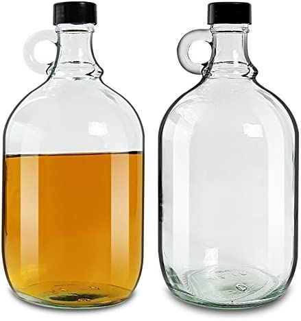 DESIYUE 2 Pack 64oz Glass Gallon Jugs with Handle and Black Plastic Lids, Glass Water Bottles Ide... | Amazon (US)