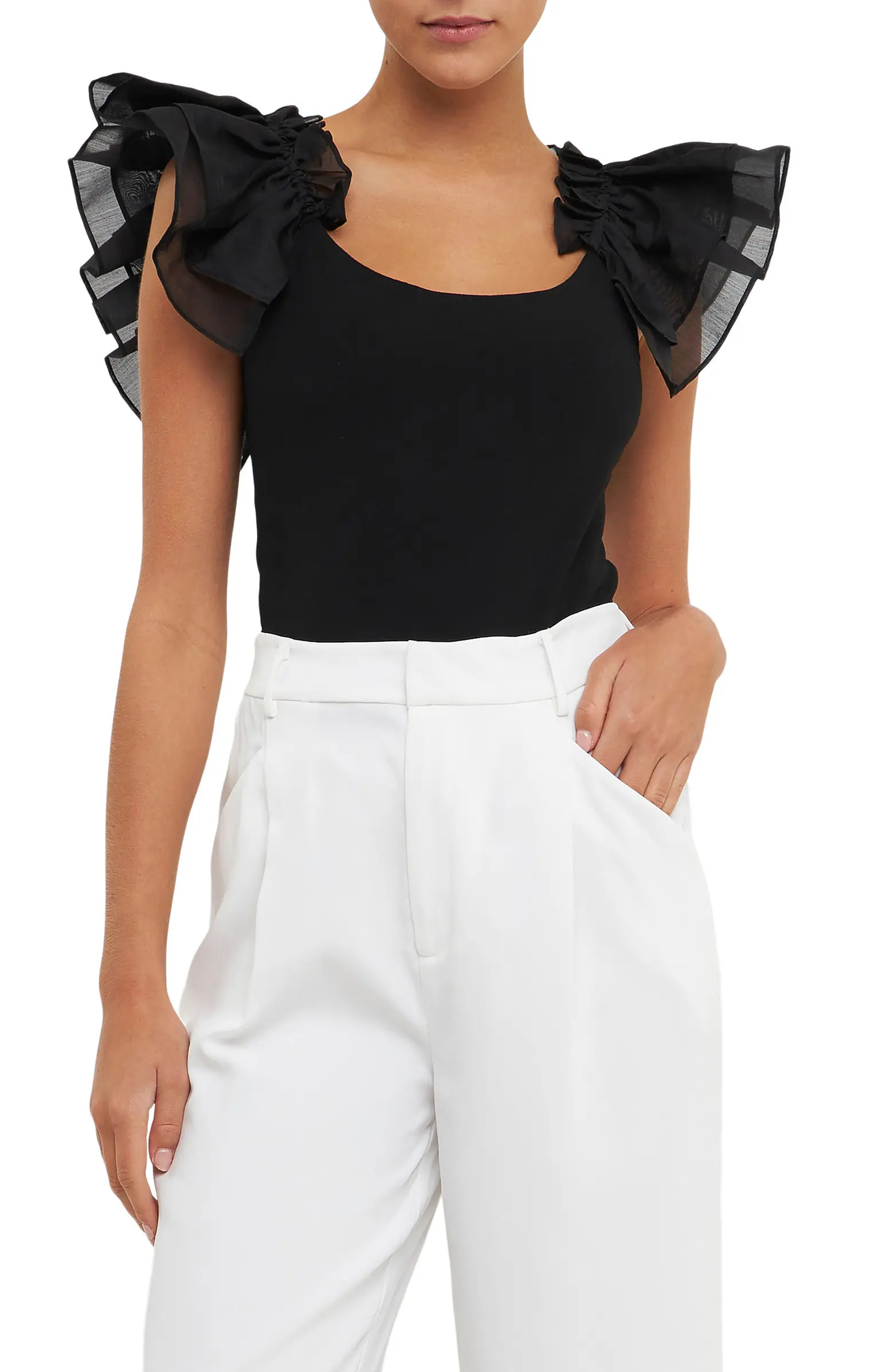 Organza Ruffle Knit Top | Nordstrom