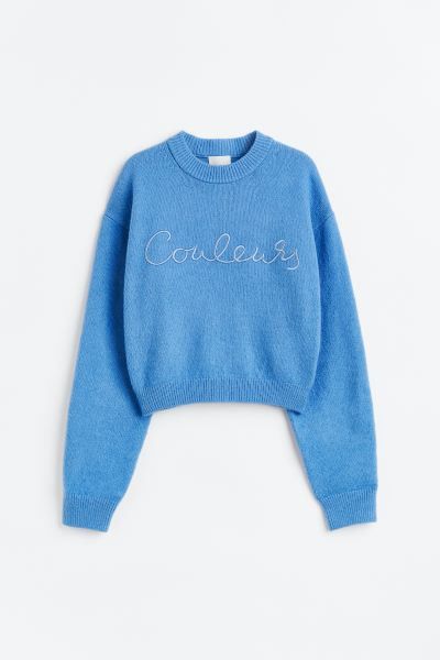 Embroidered Sweater | Blue Sweater Sweaters | HM Sweater Outfit | Spring 2023 Fashion | H&M (US + CA)