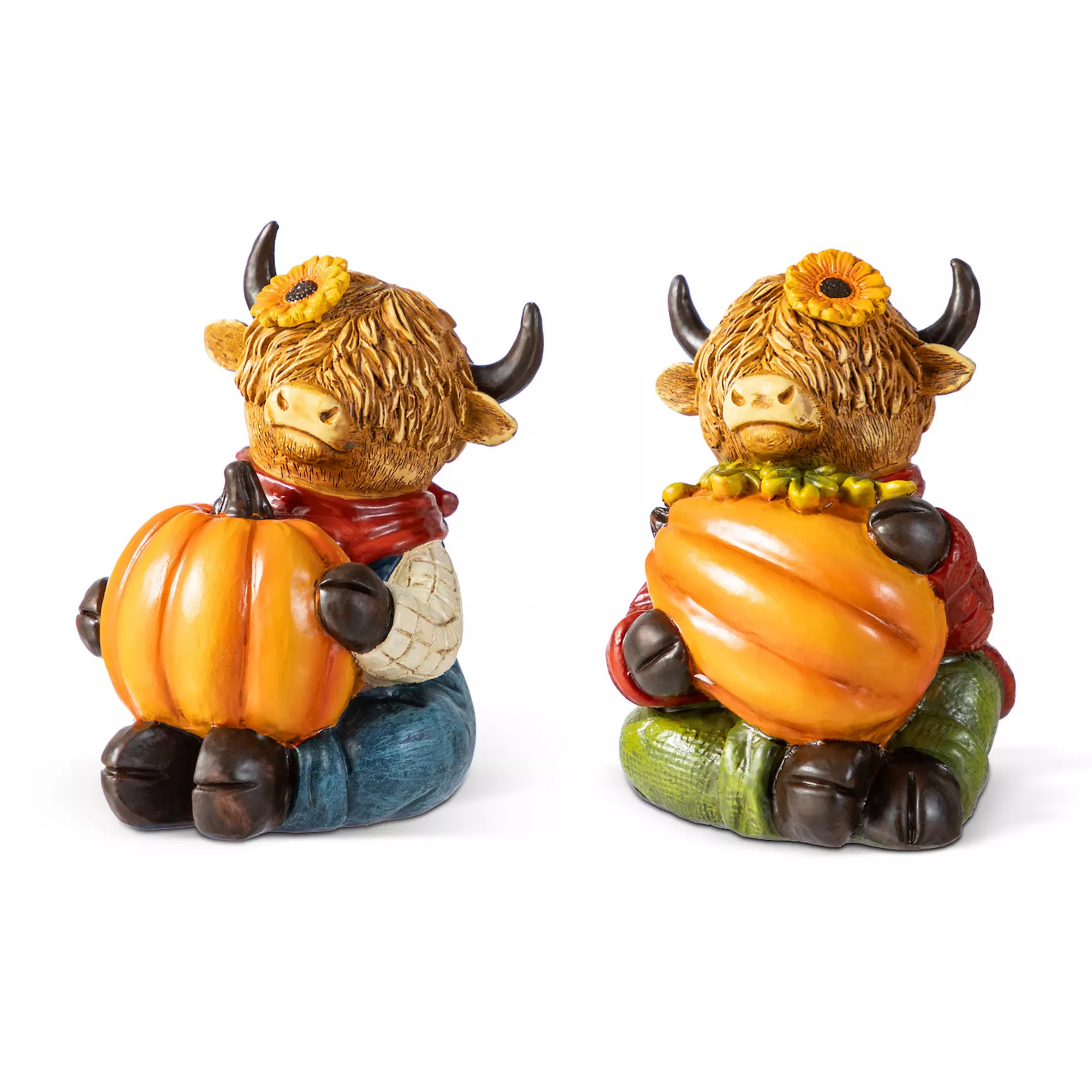 Glitzhome Set of 2 Highland Cow Table Decor, 4.25"H Resin Tabletop Decor for Fall Harvest | Kohl's