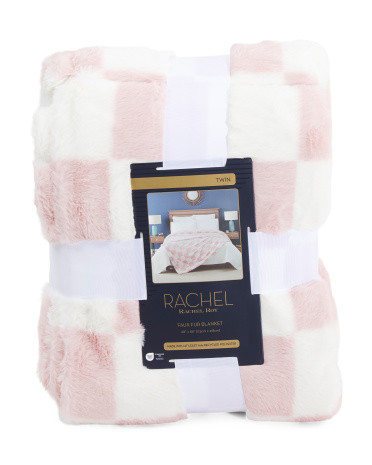 Checkerboard Faux Fur Blanket | TJ Maxx