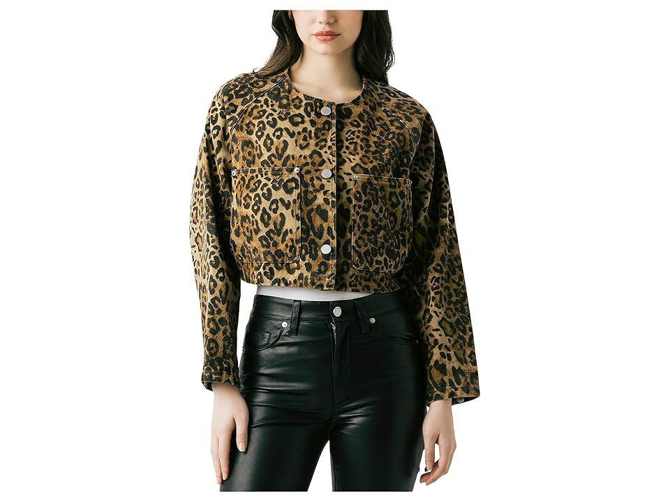 Blank NYC Hear Me Roar Cropped Leopard Jacket Women's Coat Leopard : LG, Cotton | Zappos